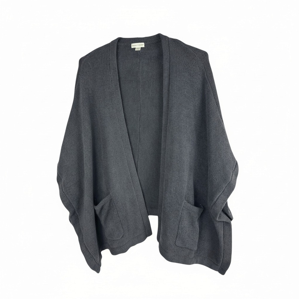 Sunday Citizen Pocket Poncho Wrap OSFM Charcoal Gray Chenille Loungewear Cozy - Picture 2 of 10